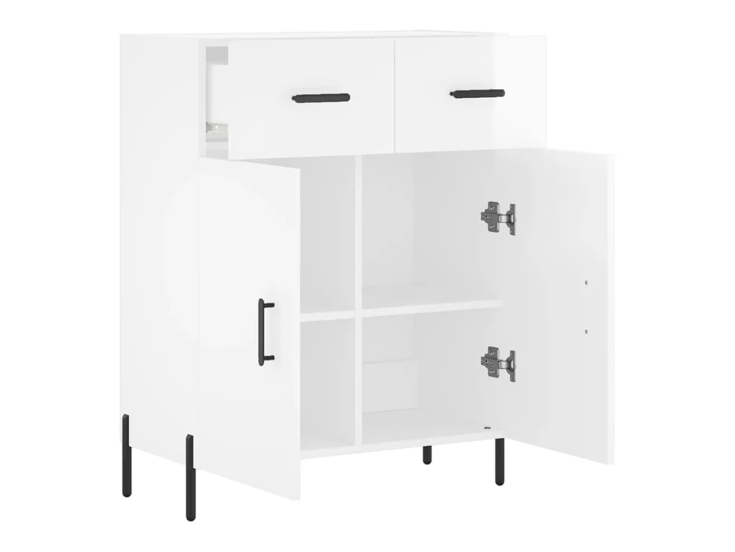 Aparador buffet cómoda armario mueble organizador cocina salón brillante 69,5 x 34 x 90 cm madera contrachapada blanco 02_0030716