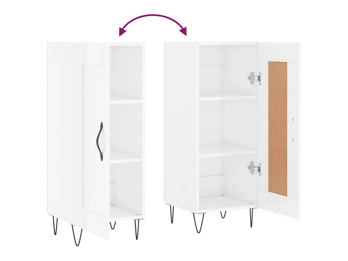 Aparador buffet cómoda armario mueble organizador cocina salón brillante 34,5 x 34 x 90 cm madera contrachapada blanco 02_0030630