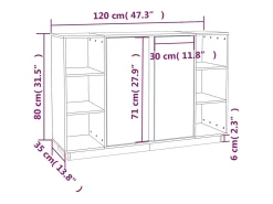 Aparador buffet cómoda armario mueble organizador cocina salón salón 120 x 35 x 80 cm madera maciza de pino marrón 02_0035737