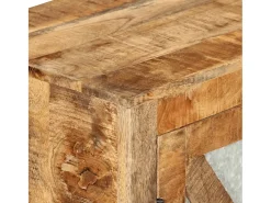 Aparador buffet cómoda armario mueble organizador cocina salón salón 80 x 30 x 71 cm madera maciza de mango en bruto y metal marrón 02_0029654