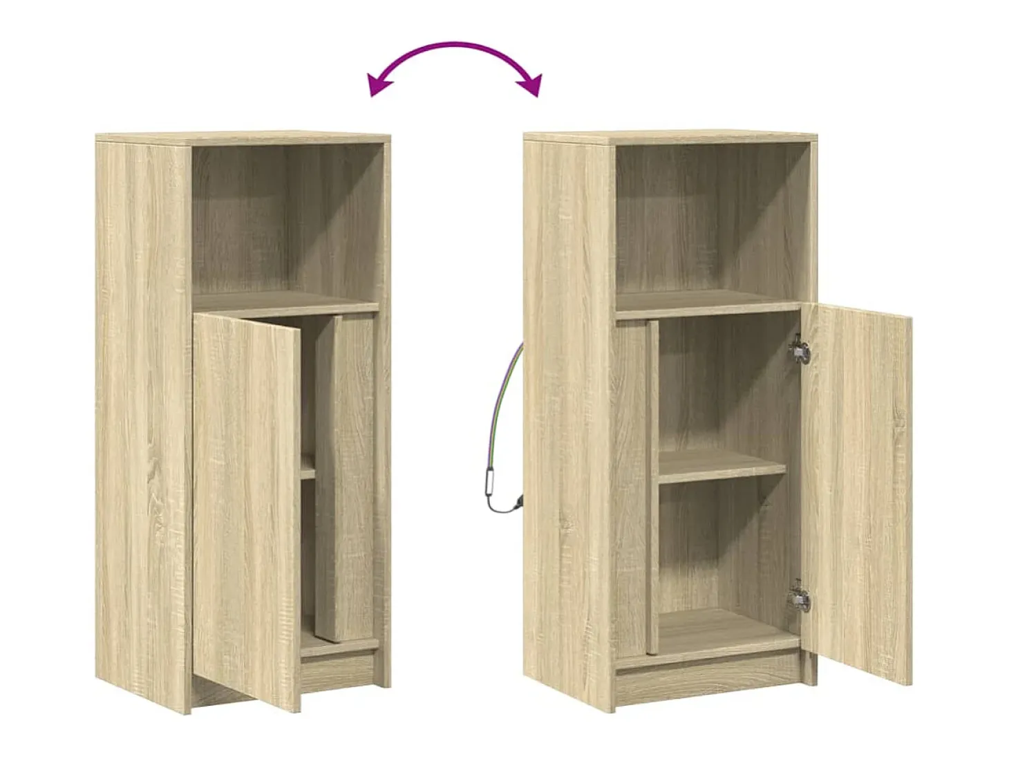Aparador buffet cómoda armario mueble organizador cocina salón salón con Sonoma LED 42,5 x 34 x 100 cm madera contrachapada marrón 02_0029795