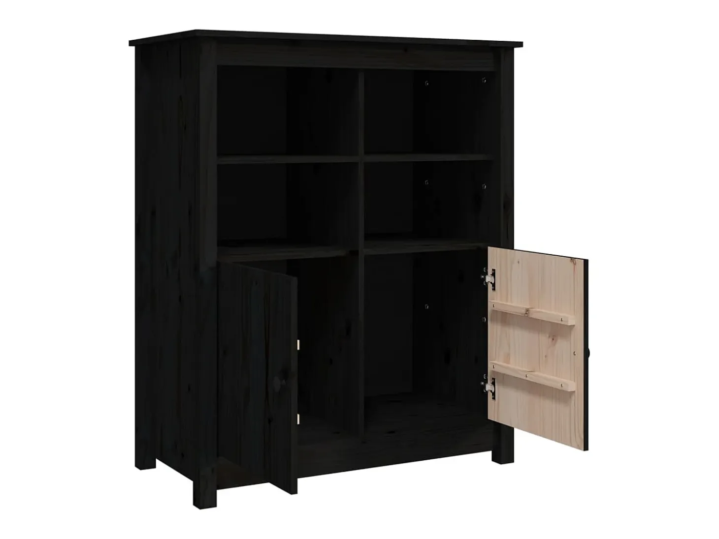 Aparador buffet cómoda armario unidad de almacenamiento organizador cocina salón salón 83 x 41,5 x 100 cm madera maciza de pino negro 02_0036139