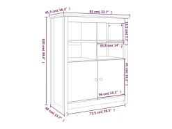 Aparador buffet cómoda armario unidad de almacenamiento organizador cocina salón salón 83 x 41,5 x 100 cm madera maciza de pino negro 02_0036139