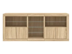 Aparador buffet cómoda armario mueble organizador cocina salón salón con luces LED sonoma 162 x 37 x 67 cm marrón 02_0029943