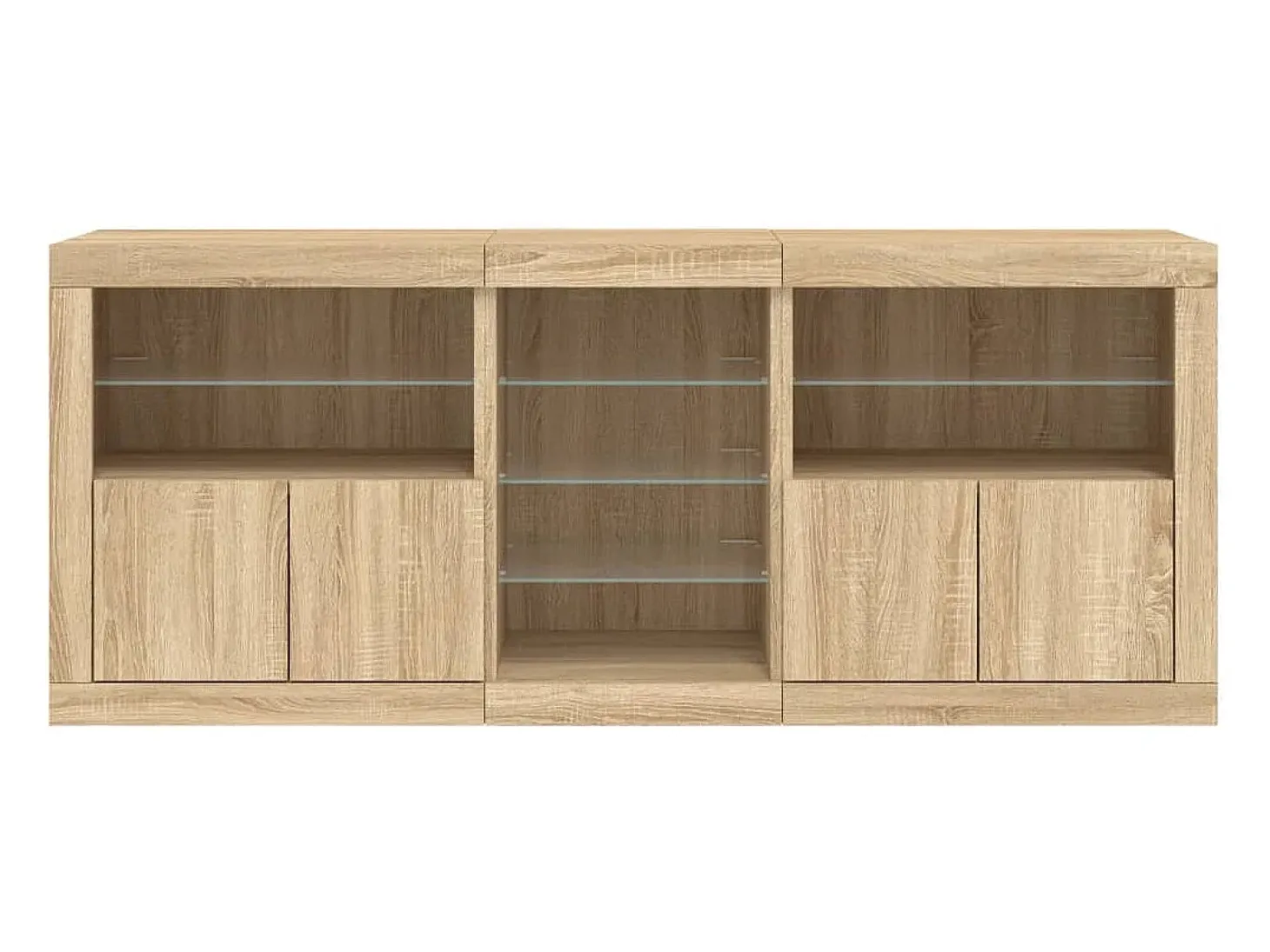 Aparador buffet cómoda armario mueble organizador cocina salón salón con luces LED sonoma 162 x 37 x 67 cm marrón 02_0029943