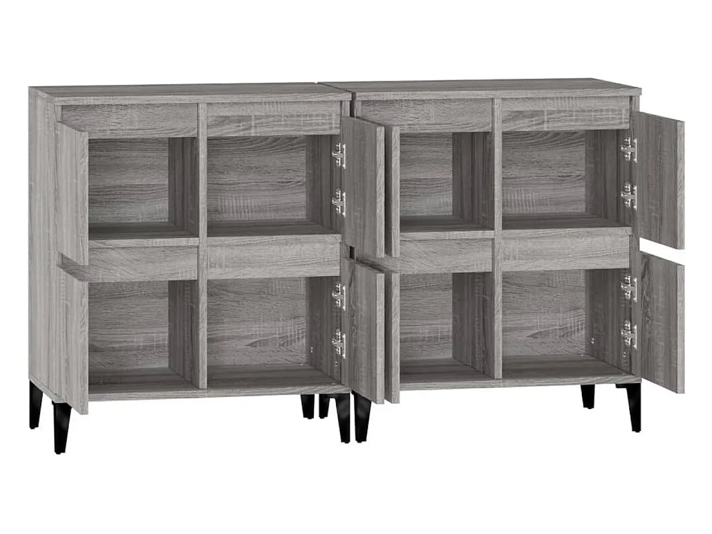 Aparador buffet cómoda armario mueble organizador cocina salón salón juego de 2 sonoma 60 x 35 x 70 cm madera contrachapada gris 02_0036965