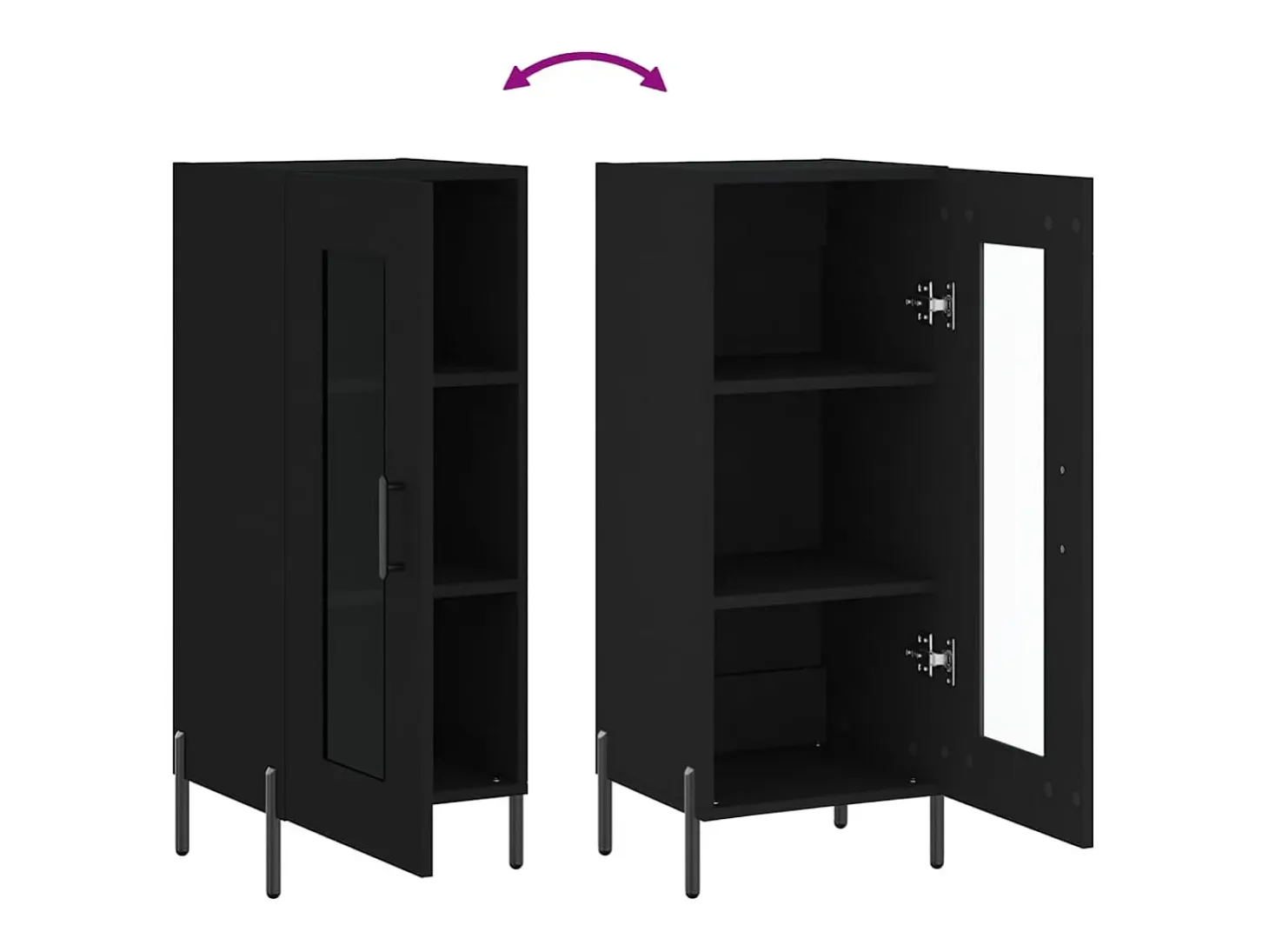Aparador buffet cómoda armario mueble organizador cocina salón salón 34,5 x 34 x 90 cm madera contrachapada negra 02_0035895