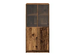 Aparador buffet cómoda armario mueble organizador cocina salón salón alto con puertas madera vieja 68 x 37 x 142 cm madera contrachapada marrón 02_0032248