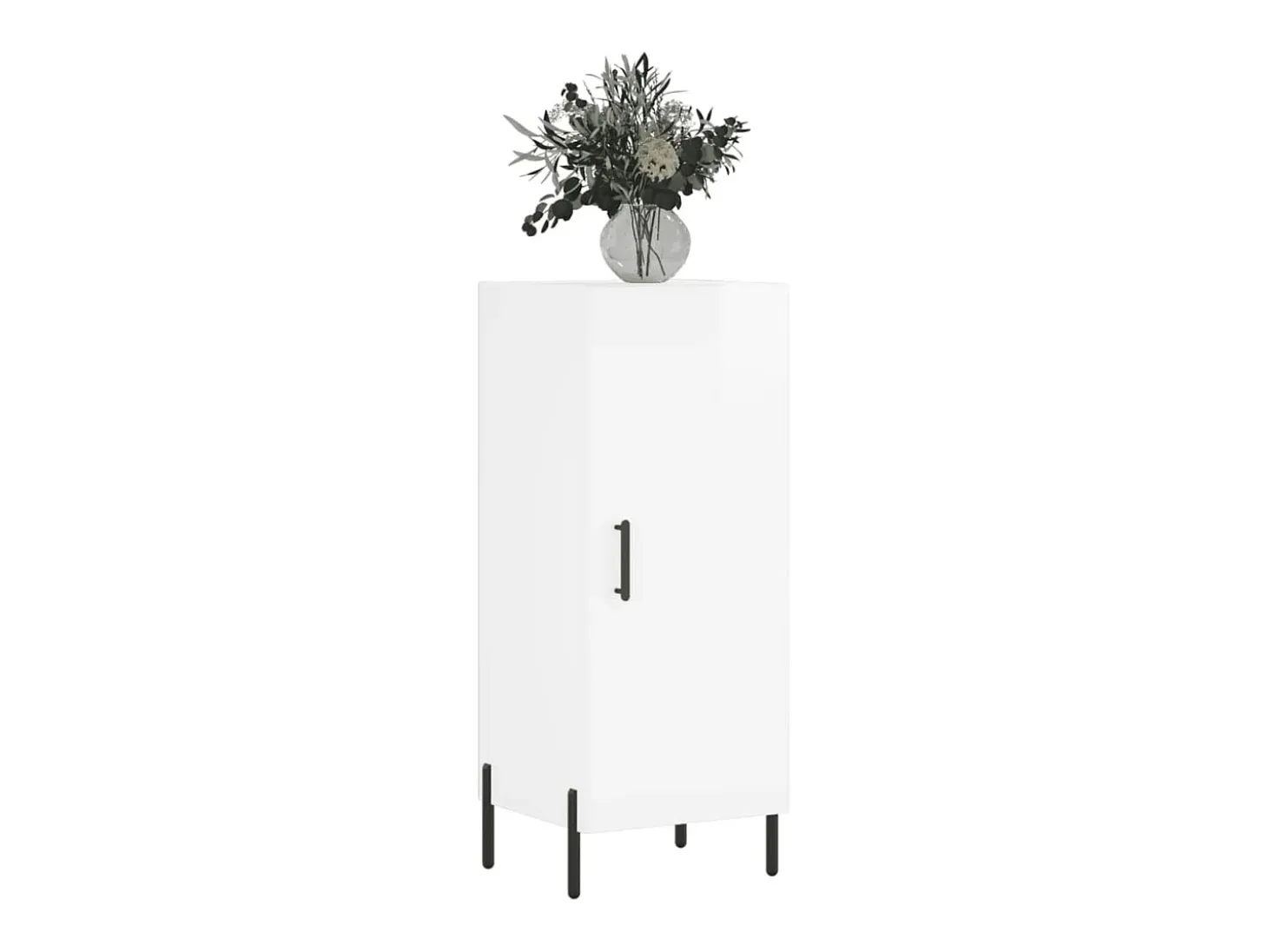 Aparador buffet cómoda armario mueble organizador cocina salón brillante 34,5 x 34 x 90 cm madera contrachapada blanco 02_0030626