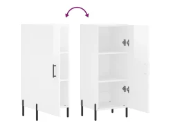 Aparador buffet cómoda armario mueble organizador cocina salón brillante 34,5 x 34 x 90 cm madera contrachapada blanco 02_0030626