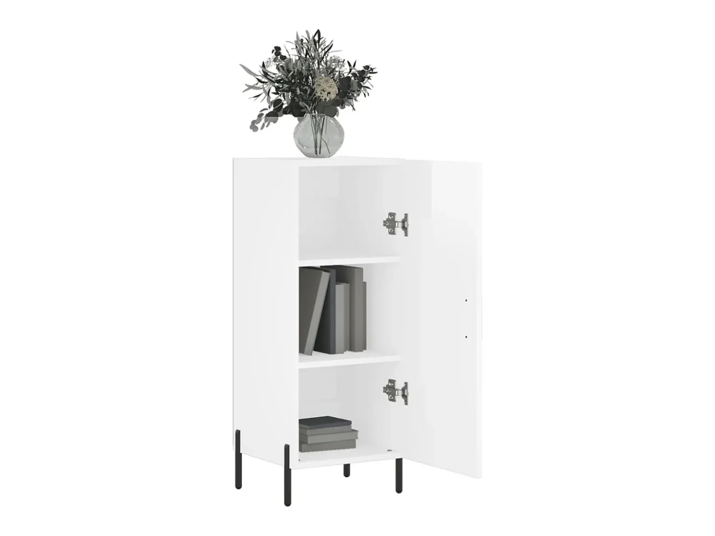 Aparador buffet cómoda armario mueble organizador cocina salón brillante 34,5 x 34 x 90 cm madera contrachapada blanco 02_0030626