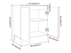 Aparador buffet cómoda armario unidad de almacenamiento organizador cocina salón salonsonoma 60 x 35 x 70 cm madera contrachapada gris 02_0036408