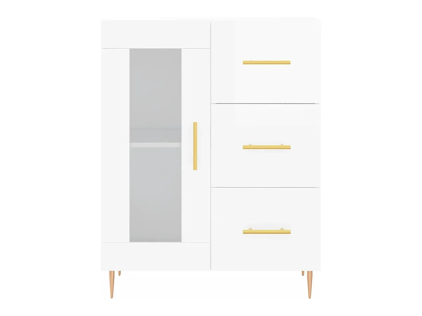 Aparador buffet cómoda armario mueble organizador cocina salón brillante 69,5 x 34 x 90 cm madera contrachapada blanco 02_0030711
