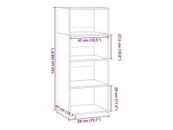 Aparador buffet cómoda armario mueble organizador cocina salón salón alto 50 x 41 x 124 cm madera contrachapada gris 02_0034446