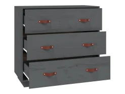 Aparador buffet cómoda armario mueble organizador cocina salón salón 80 x 40 x 75 cm madera maciza de pino gris 02_0031804