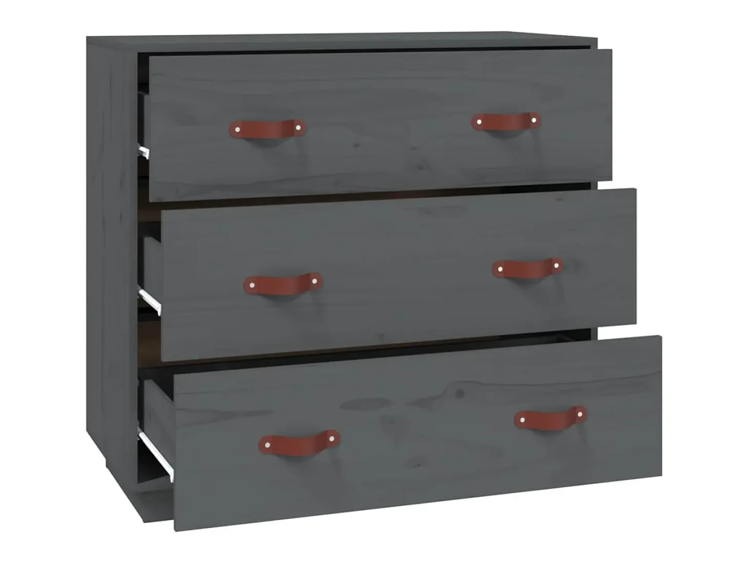 Aparador buffet cómoda armario mueble organizador cocina salón salón 80 x 40 x 75 cm madera maciza de pino gris 02_0031804