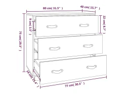 Aparador buffet cómoda armario mueble organizador cocina salón salón 80 x 40 x 75 cm madera maciza de pino gris 02_0031804