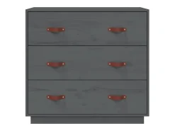Aparador buffet cómoda armario mueble organizador cocina salón salón 80 x 40 x 75 cm madera maciza de pino gris 02_0031804