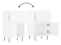 Aparador buffet cómoda armario mueble organizador cocina salón salón juego de 2 brillante 40 x 35 x 70 cm blanco madera contrachapada 02_0036706