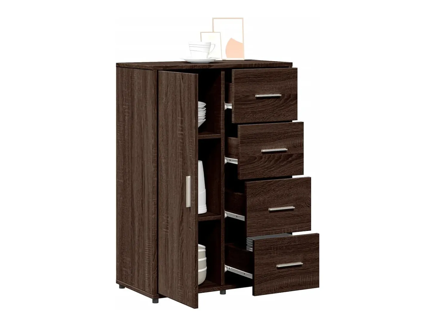 Aparador buffet cómoda armario unidad de almacenamiento organizador cocina salón salón 60 x 31 x 84 cm madera contrachapada marrón 02_0031283
