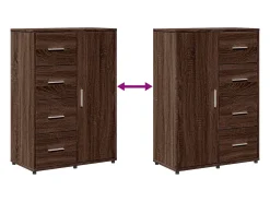 Aparador buffet cómoda armario unidad de almacenamiento organizador cocina salón salón 60 x 31 x 84 cm madera contrachapada marrón 02_0031283