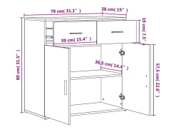 Aparador buffet cómoda armario unidad de almacenamiento organizador cocina salón salón juego de 2 79 x 38 x 80 cm madera contrachapada gris 02_0036868