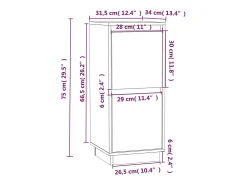 Aparador buffet cómoda armario mueble organizador cocina salón salón juego de 2 31,5 x 34 x 75 cm madera maciza de pino marrón 02_0036883