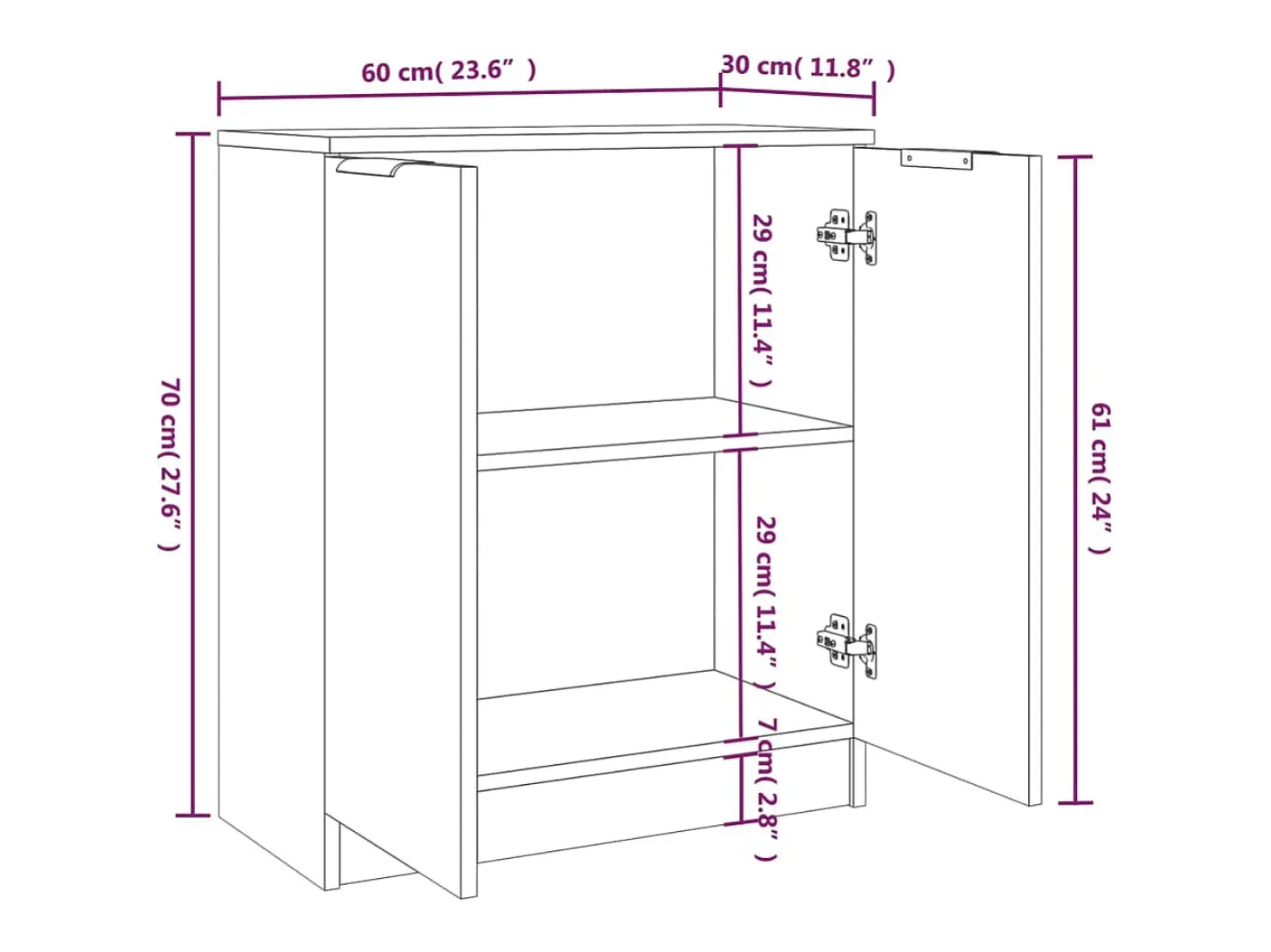 Aparador buffet cómoda armario mueble organizador cocina salón salón juego de 2 60 x 30 x 70 cm marrón madera contrachapada 02_0036735