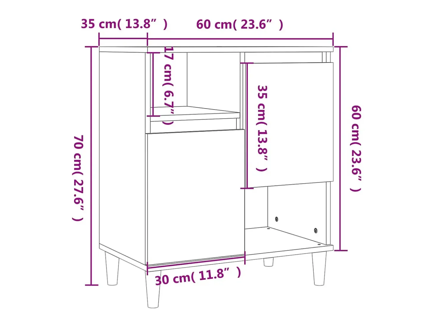 Aparador buffet cómoda armario mueble organizador cocina salón salón juego de 2 60 x 35 x 70 cm madera contrachapada marrón 02_0036745