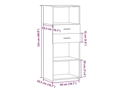 Aparador buffet cómoda armario mueble organizador cocina salón salón alto 50 x 42,5 x 124 cm madera contrachapada marrón 02_0033366