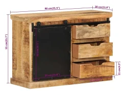 Aparador buffet cómoda armario mueble organizador cocina salón salón 80 x 30 x 55 cm madera maciza de mango en bruto marrón 02_0029652