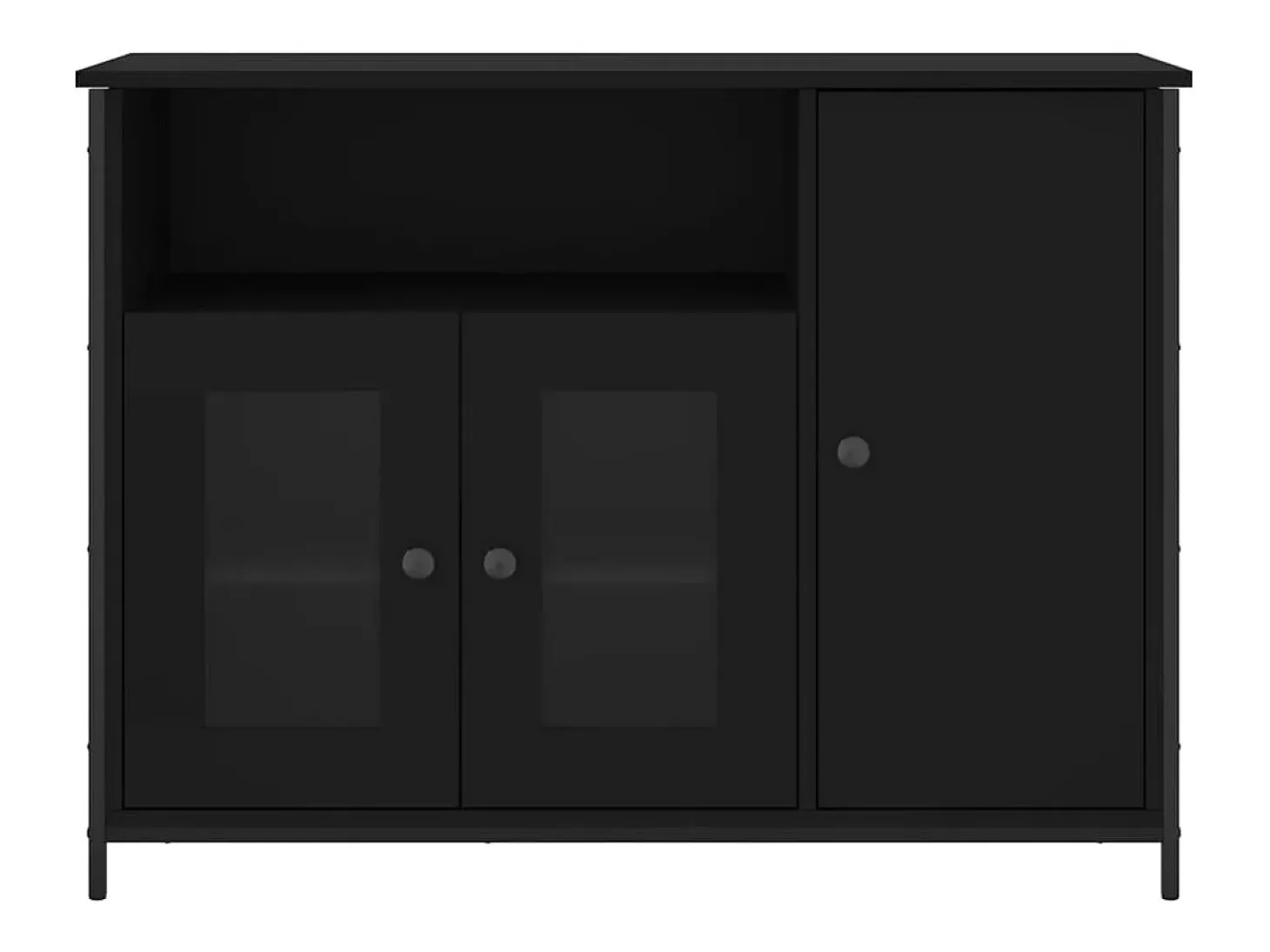 Aparador buffet cómoda armario mueble organizador cocina salón salón 100 x 35 x 75 cm madera contrachapada negra 02_0035796