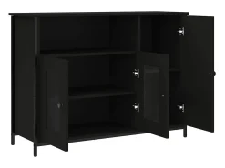 Aparador buffet cómoda armario mueble organizador cocina salón salón 100 x 35 x 75 cm madera contrachapada negra 02_0035796