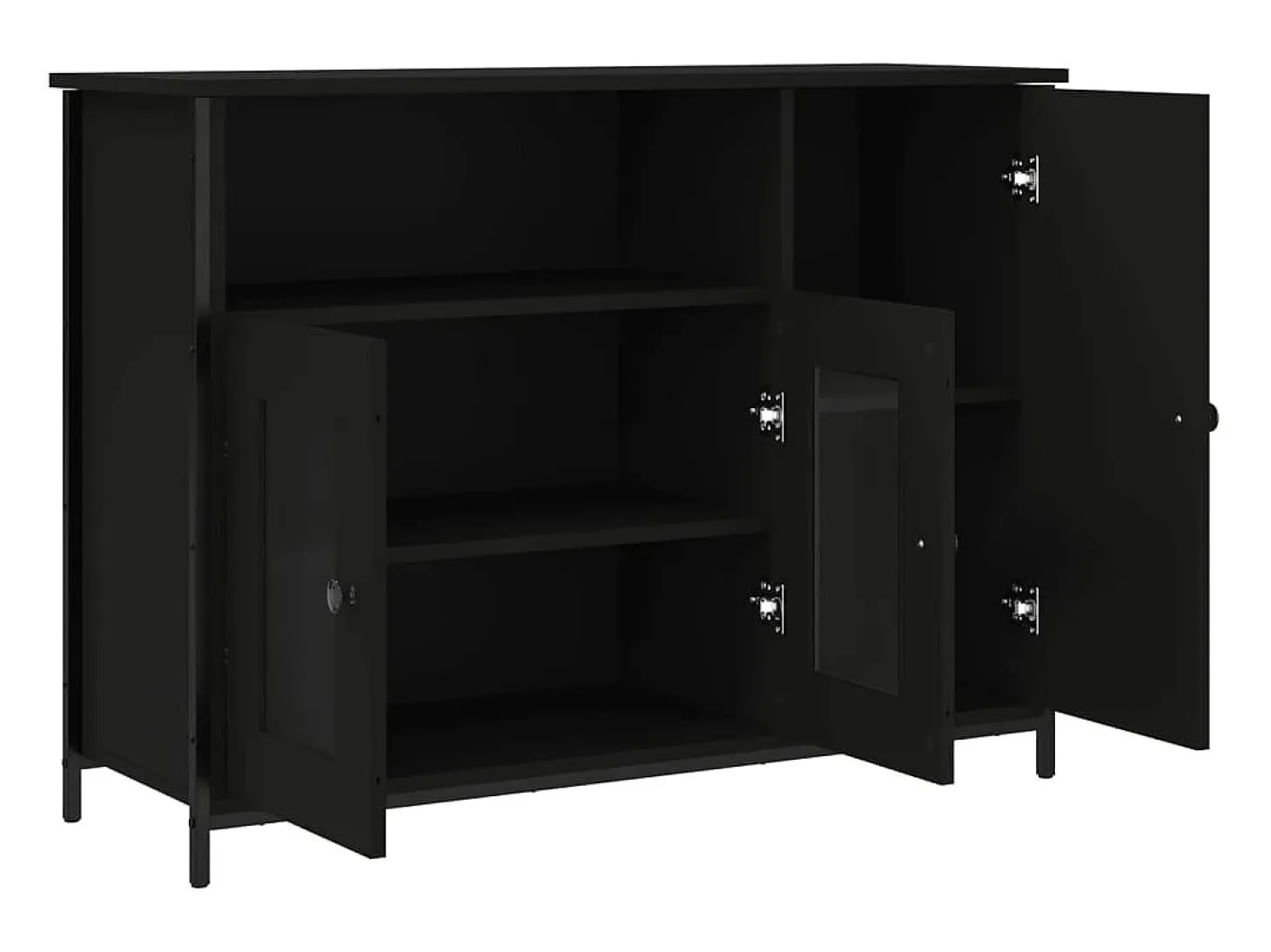 Aparador buffet cómoda armario mueble organizador cocina salón salón 100 x 35 x 75 cm madera contrachapada negra 02_0035796