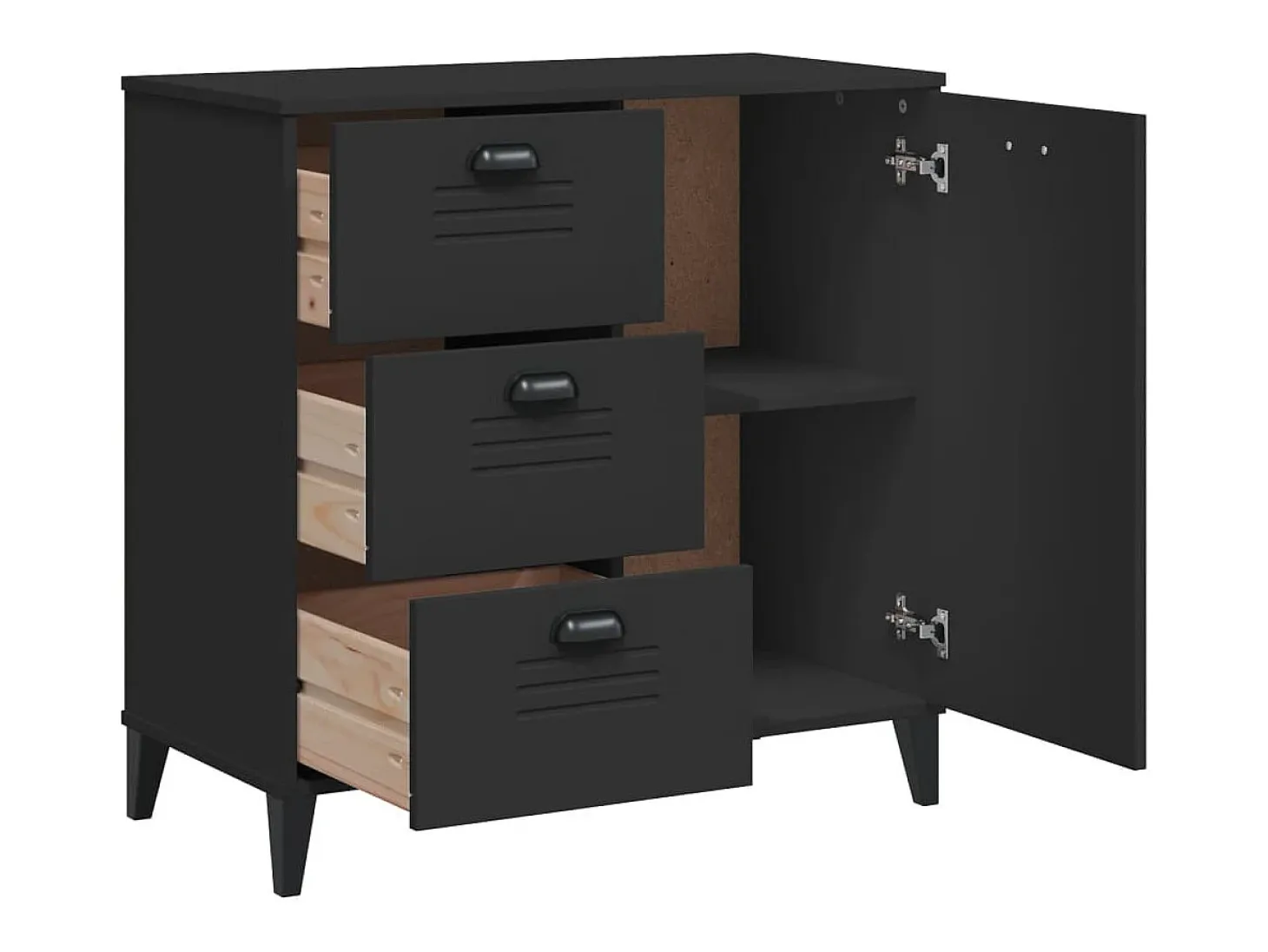 Aparador buffet cómoda armario unidad de almacenamiento organizador cocina salón salón 80 x 40 x 80 cm madera contrachapada negra 02_0036631