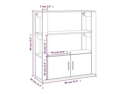 Aparador buffet cómoda armario mueble organizador cocina salón salón 80 x 30 x 90 cm madera contrachapada marrón 02_0031107