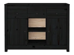 Aparador buffet cómoda armario mueble organizador cocina salón salón 100 x 35 x 74,5 cm madera maciza de pino negro 02_0035794