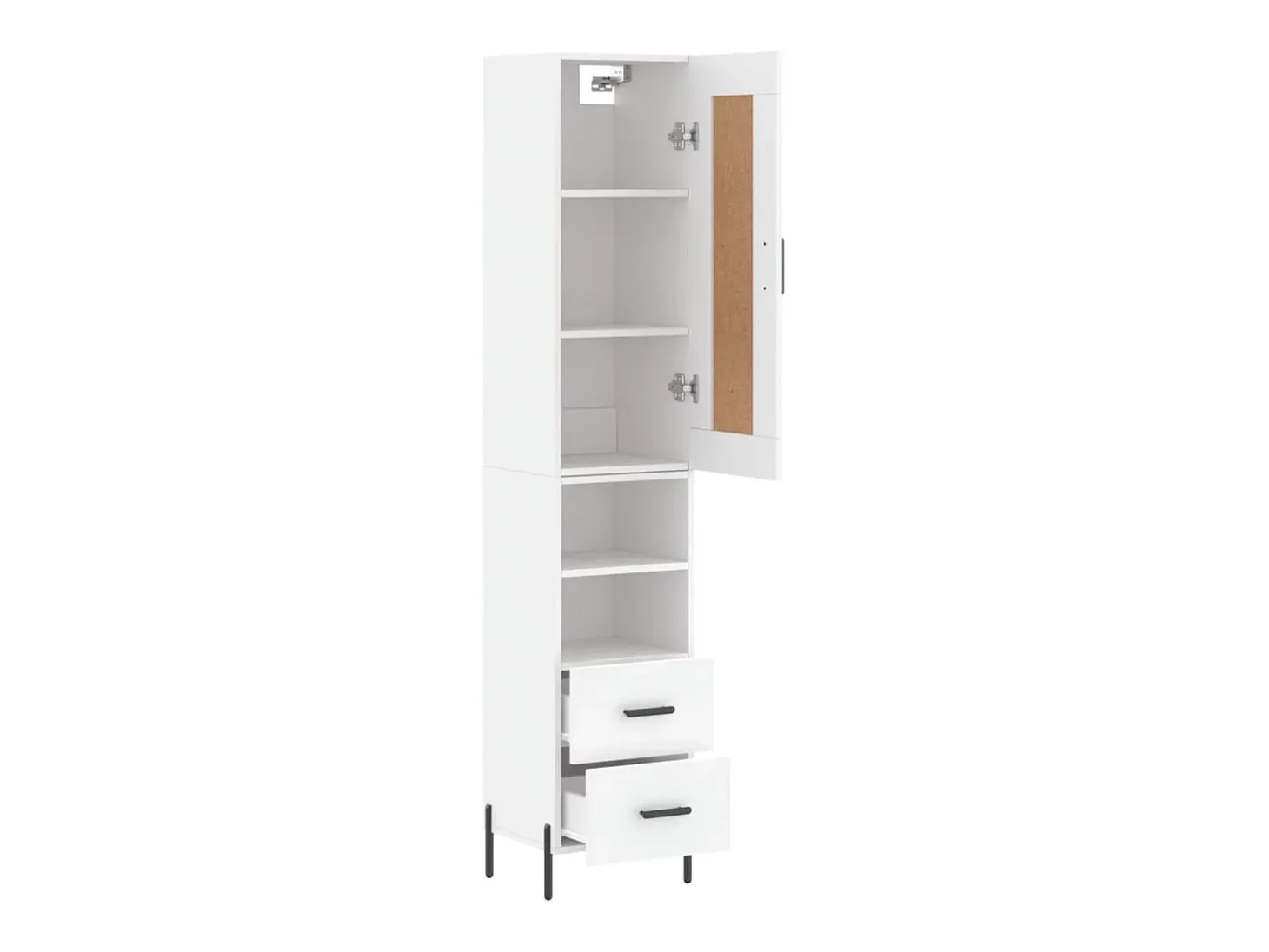 Aparador buffet cómoda armario mueble organizador cocina salón salón alto 34,5 x 34 x 180 cm madera contrachapada blanco 02_0032348