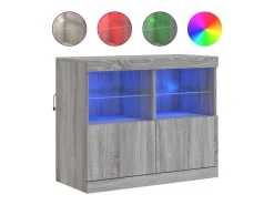 Aparador buffet cómoda armario mueble organizador cocina salón salón con luces LED Sonoma 81 x 37 x 67 cm gris 02_0030084