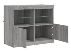 Aparador buffet cómoda armario mueble organizador cocina salón salón con luces LED Sonoma 81 x 37 x 67 cm gris 02_0030084