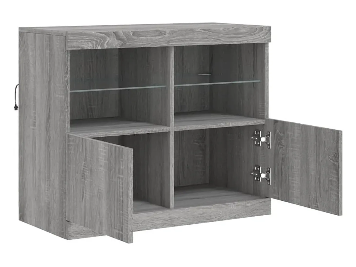 Aparador buffet cómoda armario mueble organizador cocina salón salón con luces LED Sonoma 81 x 37 x 67 cm gris 02_0030084