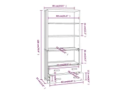 Aparador buffet cómoda armario mueble organizador cocina salón salón madera maciza de pino marrón miel 02_0032151