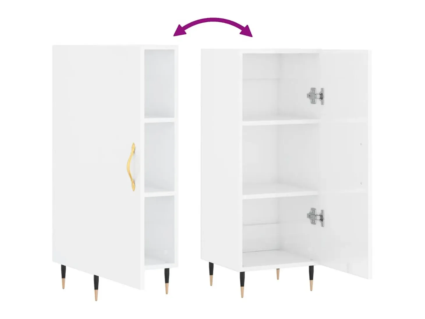 Aparador buffet cómoda armario mueble organizador cocina salón brillante 34,5 x 34 x 90 cm madera contrachapada blanco 02_0030616