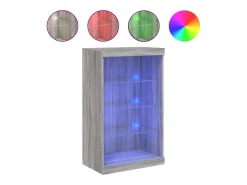 Aparador buffet cómoda armario mueble organizador cocina salón salón con luces LED Sonoma 60,5 x 37 x 100 cm gris 02_0030077