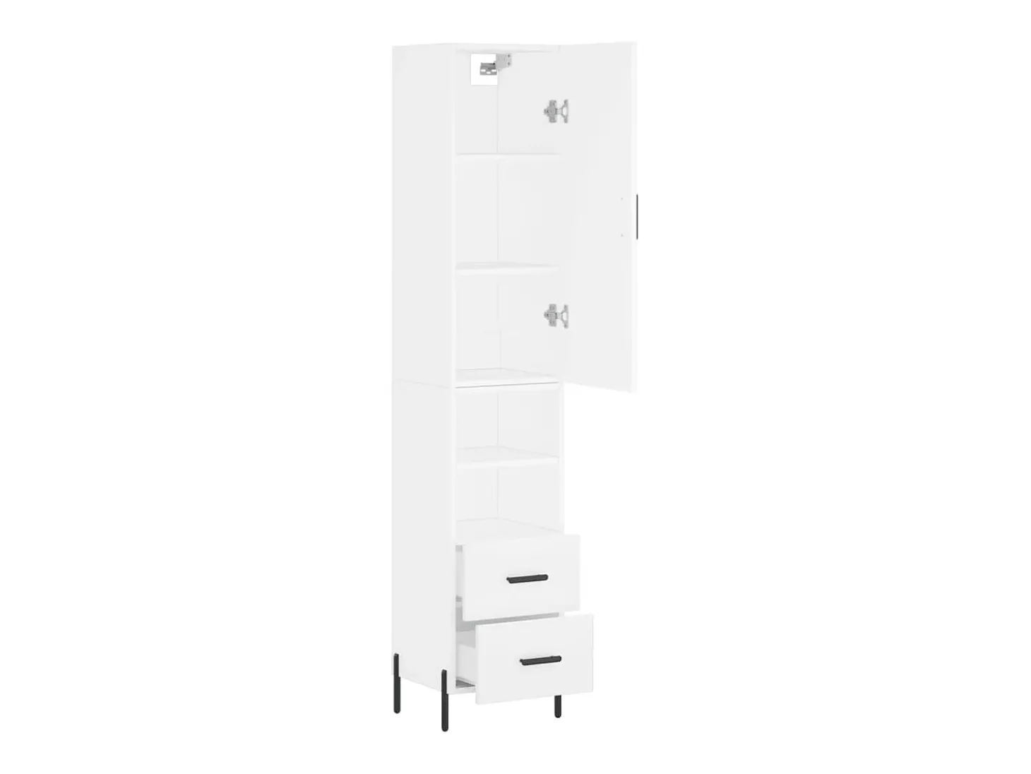 Aparador buffet cómoda armario mueble organizador cocina salón salón alto 34,5 x 34 x 180 cm madera contrachapada blanco 02_0032369