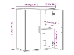 Aparador buffet cómoda armario unidad de almacenamiento organizador cocina salón salón juego de 2 sonoma 60 x 31 x 70 cm madera contrachapada gris 02_0036957