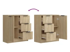 Aparador buffet cómoda armario unidad de almacenamiento organizador cocina salón salón Sonoma 60 x 30 x 70 cm madera contrachapada marrón 02_0031586