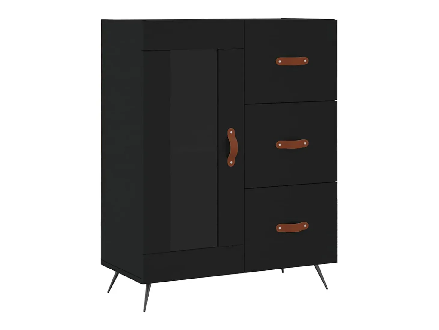 Aparador buffet cómoda armario mueble organizador cocina salón salón alto 69,5 x 34 x 180 cm madera contrachapada negra 02_0035035