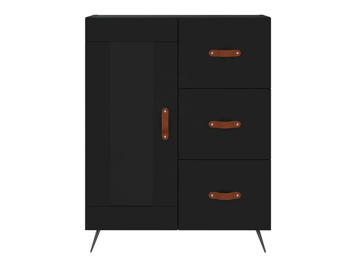 Aparador buffet cómoda armario mueble organizador cocina salón salón alto 69,5 x 34 x 180 cm madera contrachapada negra 02_0035035