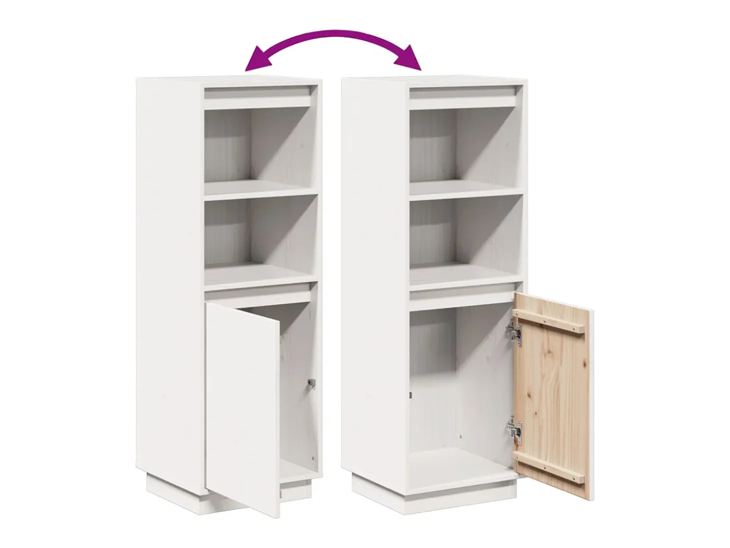 Aparador buffet cómoda armario mueble organizador cocina salón salón alto 37 x 34 x 110 cm madera maciza de pino blanco 02_0032441